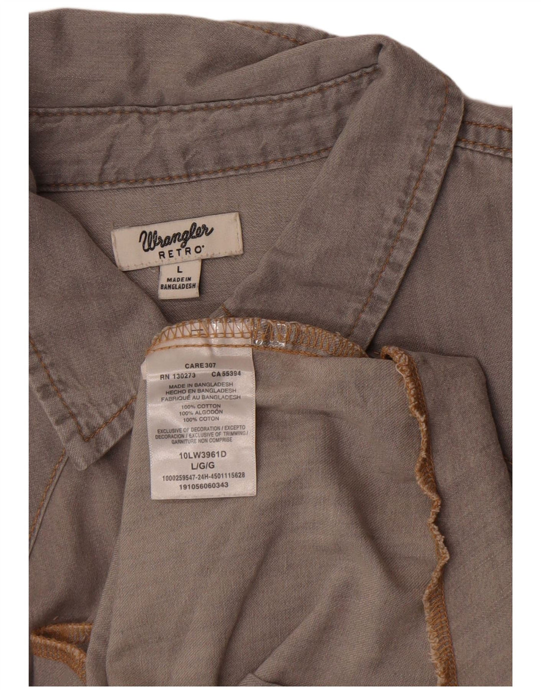 Wrangler Damen Westernhemd UK 16 Large Graue Baumwolle