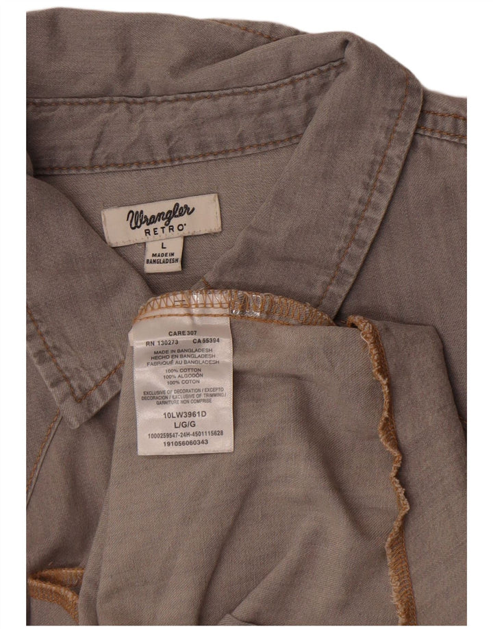 Wrangler Damen Westernhemd UK 16 Large Graue Baumwolle