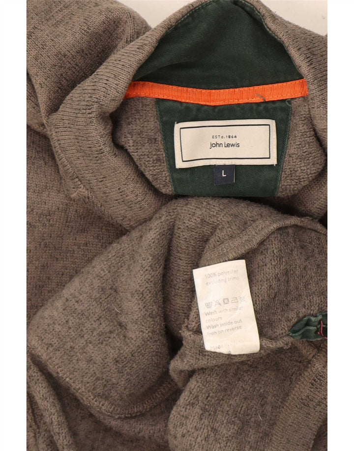 John Lewis Herren-Sweatshirt mit Knopfkragen, groß, grau geflecktes Polyester