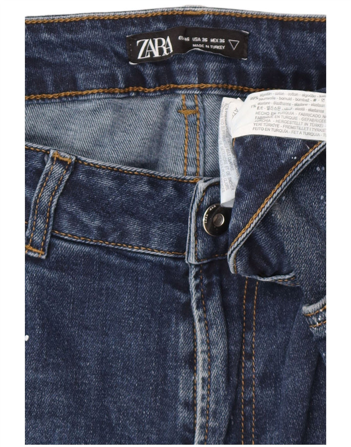 ZARA Herren Distressed Skinny Jeans EU 46 XL W36 L30 Blau gepunktete Baumwolle