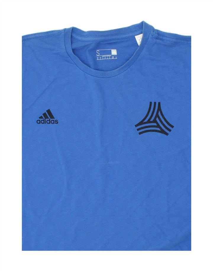 ADIDAS Mens Graphic T-Shirt Top Small Blue Cotton Vintage Adidas and Second-Hand Adidas from Messina Hembry 