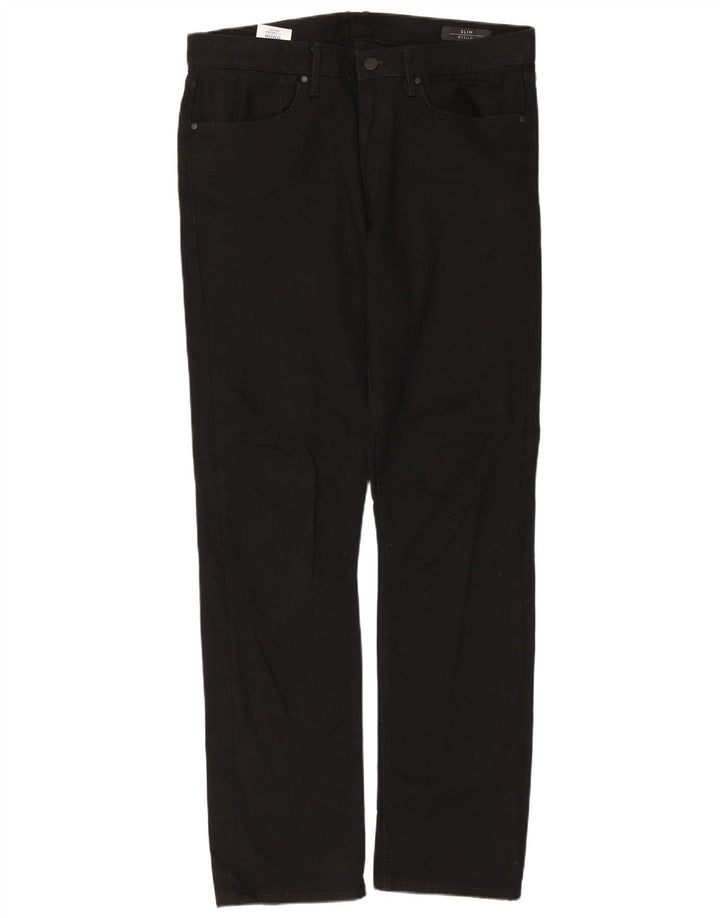 MARKS & SPENCER Herren Slim Jeans W32 L31 Schwarze Baumwolle