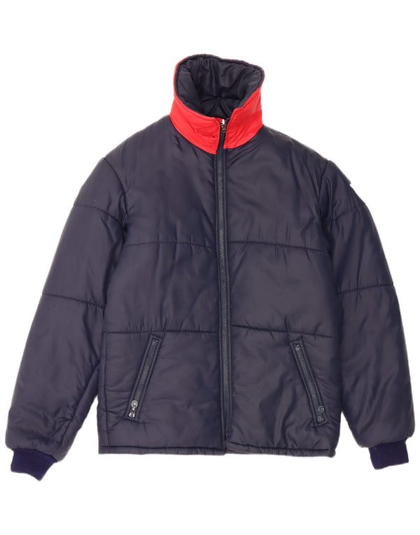 Vintage Herren Reversible Wattierte Jacke UK 38 Mittel Marineblau Farbblock