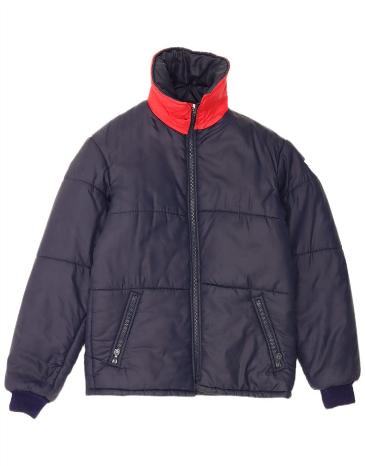 Vintage Herren Reversible Wattierte Jacke UK 38 Mittel Marineblau Farbblock