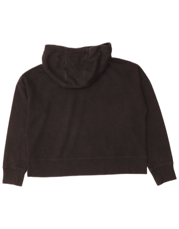 Calvin Klein Damen Crop Hoodie Pullover UK 12 Mittelschwarz Farbblock