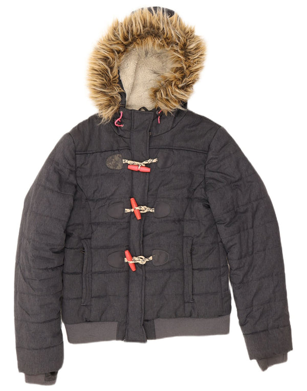 Superdry Wattierte Jacke mit Kapuze für Damen UK 12 Medium Marineblau Polyester