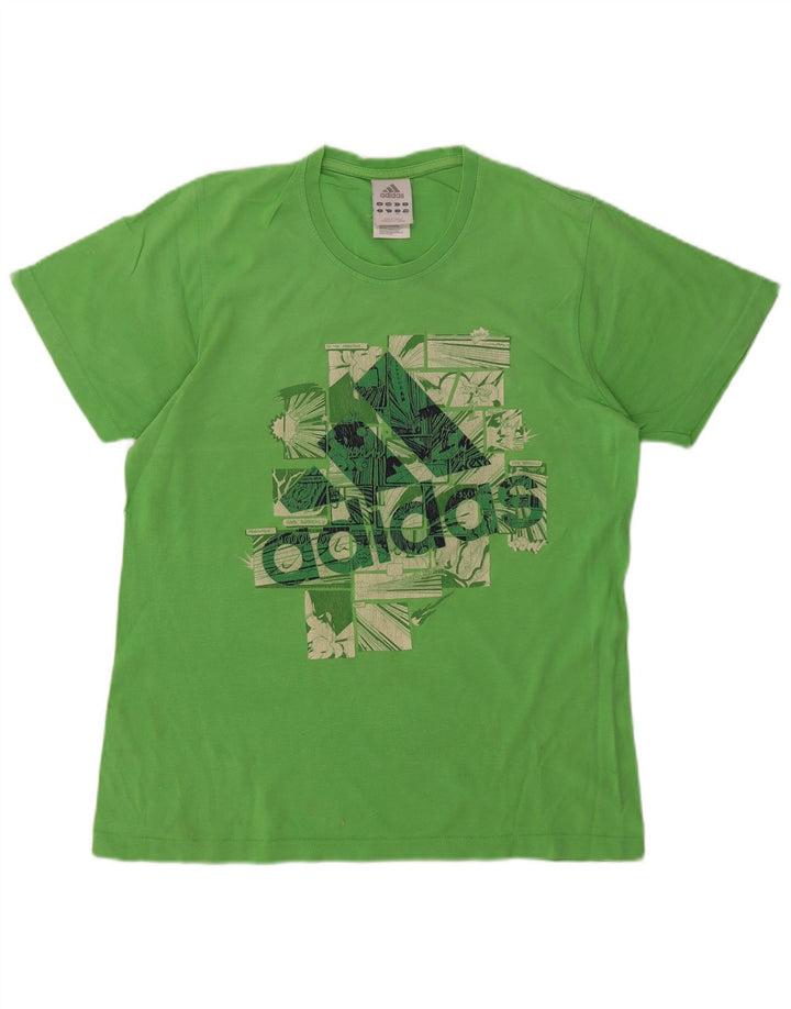 Adidas Herren Grafik T-Shirt Top Große grüne Baumwolle