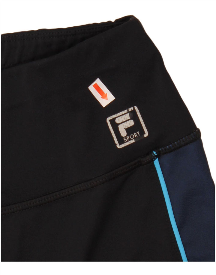 Fila Damen Capri-Leggings UK 18 XL Schwarzes Colourblock-Polyester
