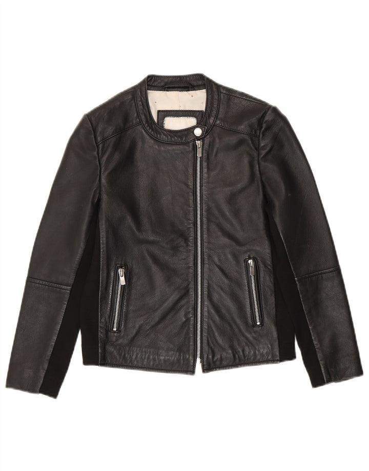 Mango Biker-Lederjacke für Mädchen, 9–10 Jahre, Schwarz