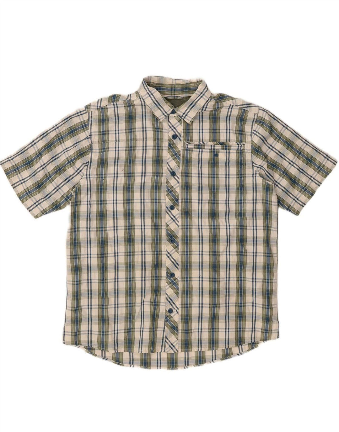 EDDIE BAUER Herren Kurzarmhemd Medium Khaki Check Polyester