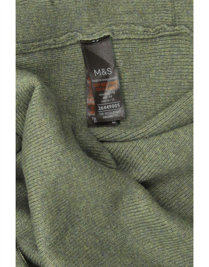 Marks & Spencer Damen Longline Open Cardigan Pullover UK 16 Large Khaki
