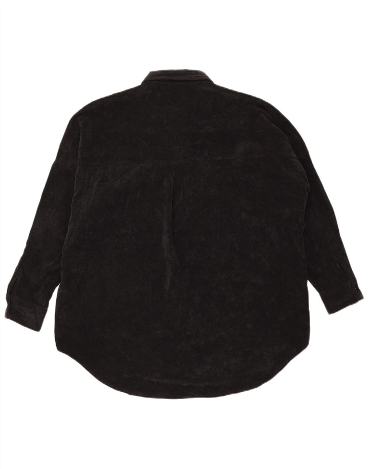 Zara Damen Übergroßes Cordhemd UK 6 XS Schwarz Polyester