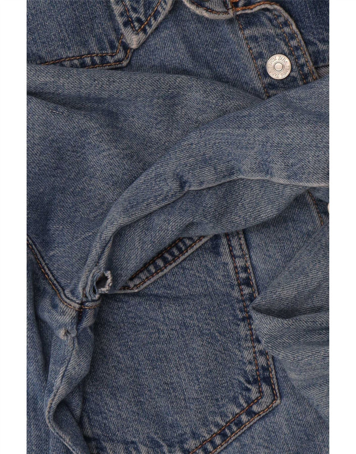 Zara Damen Jeanshemd UK 14 Mittelblaue Baumwolle