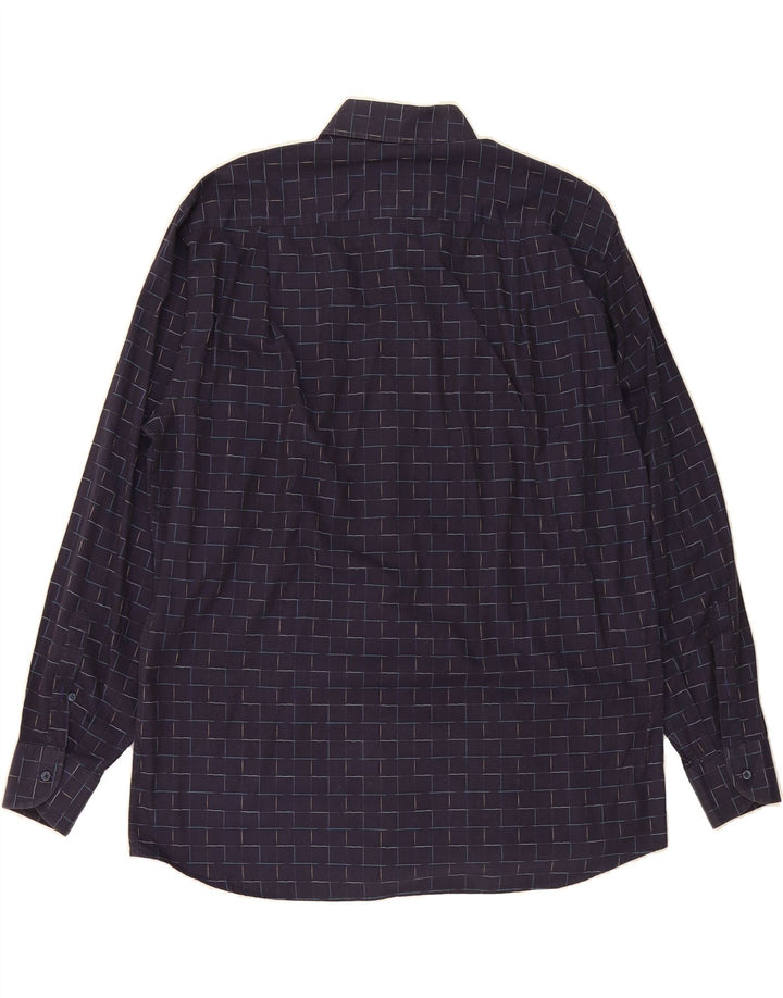 ROCCOBAROCCO Mens Shirt Size 15 1/2 40 Medium Navy Blue Check Cotton Vintage Roccobarocco and Second-Hand Roccobarocco from Messina Hembry 