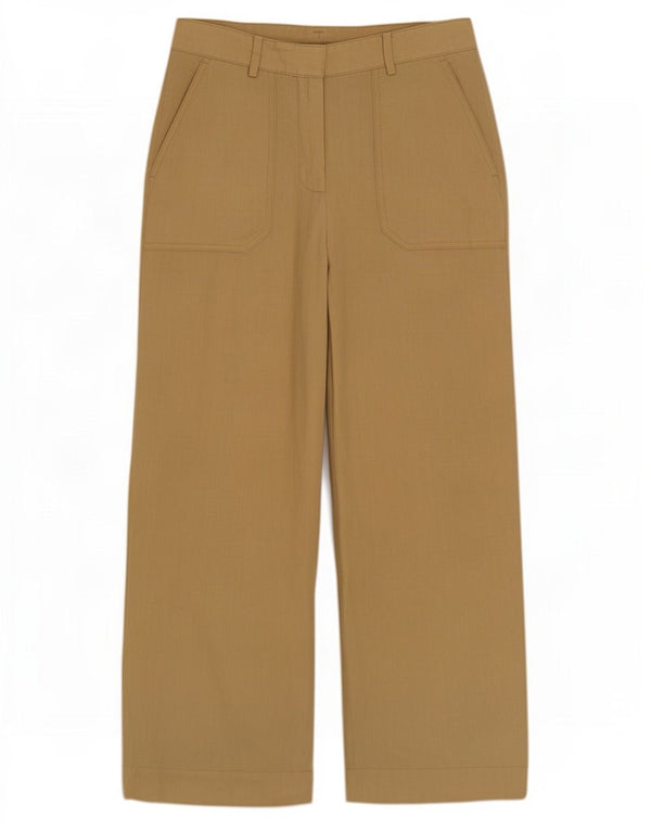Massimo Dutti Damen-Hose mit hoher Taille und weitem Bein, EU 38, Größe S, W28, L25, Beige