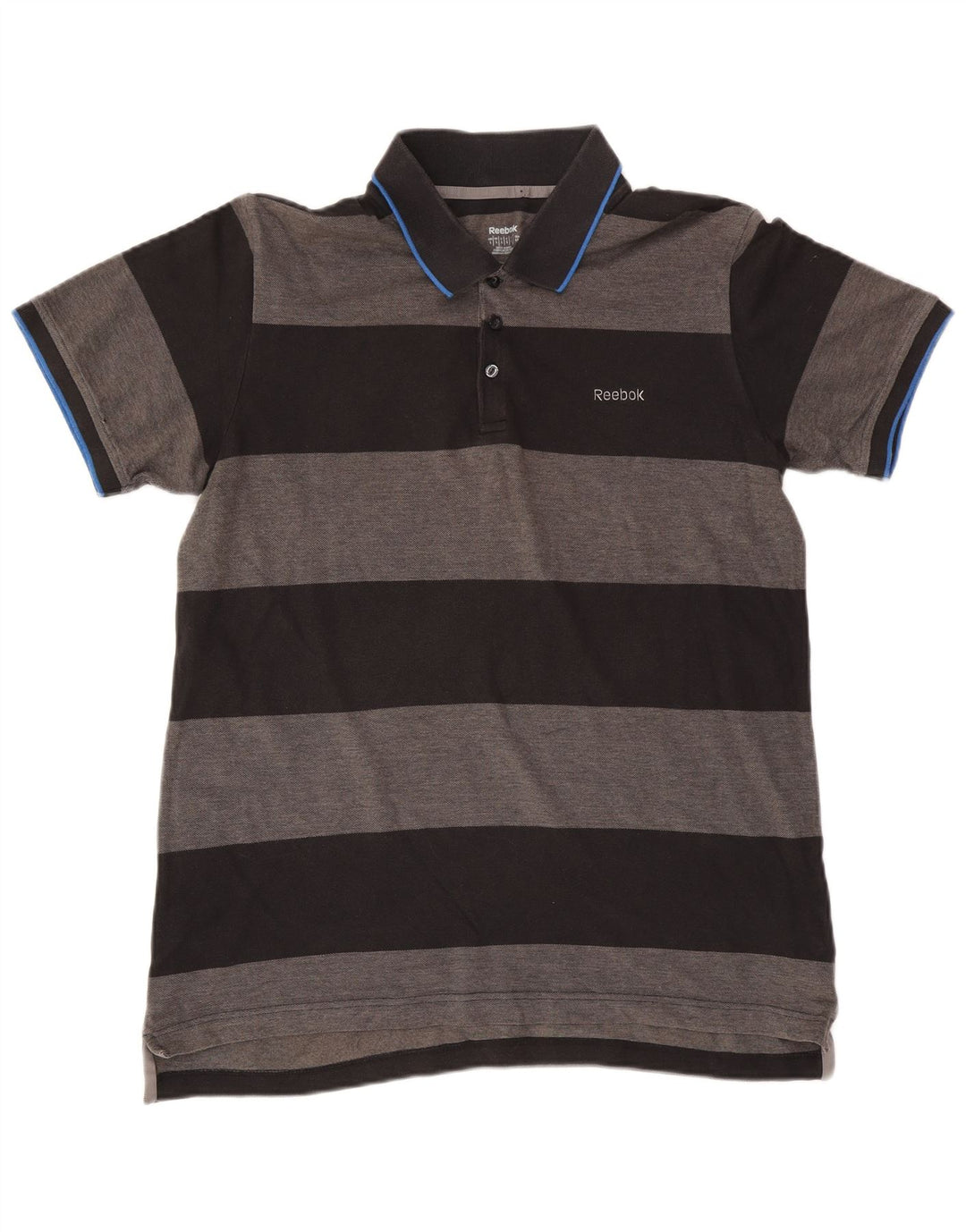 Reebok Herren Rugby-Poloshirt, große grau gestreifte Baumwolle