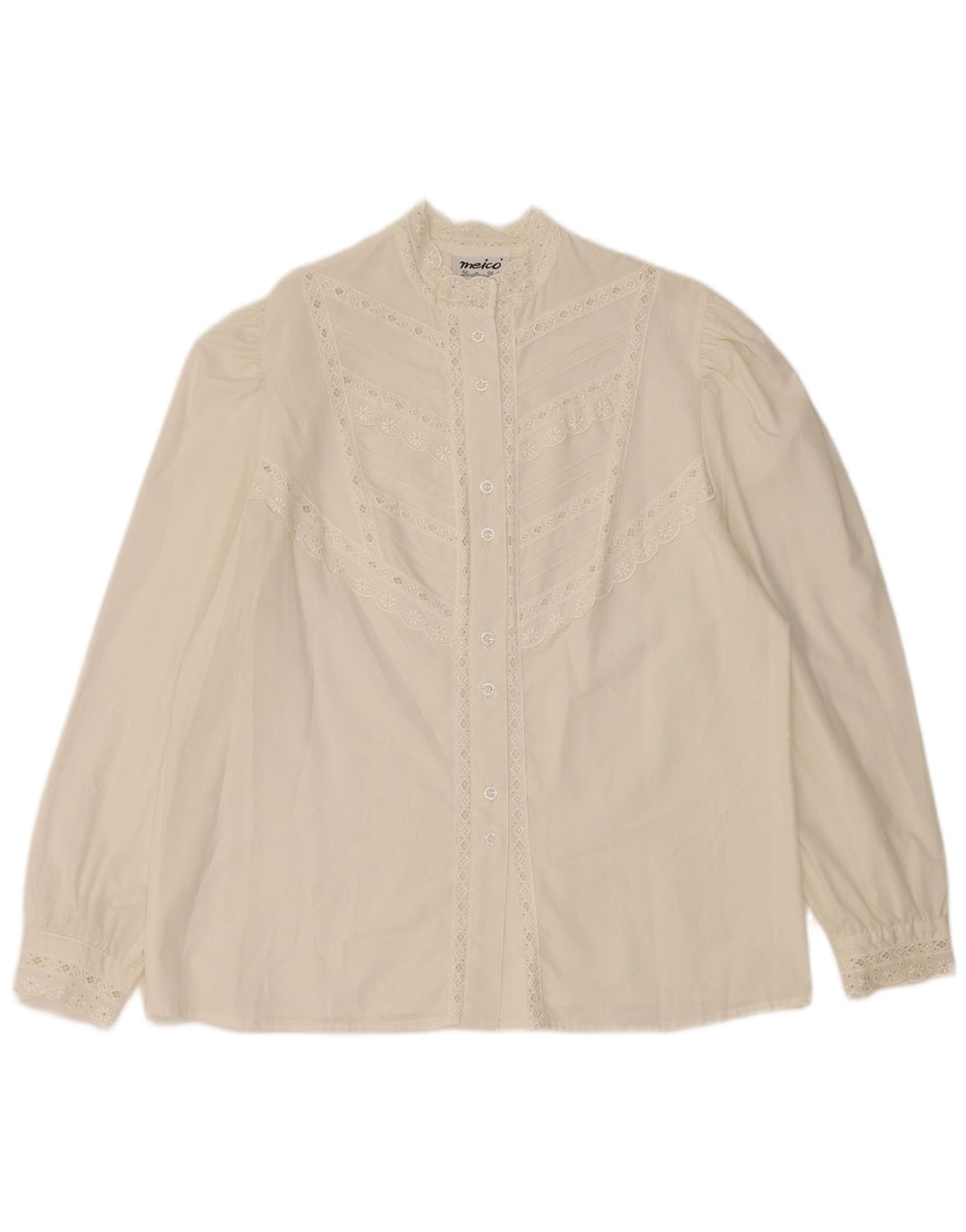 MEICO Damen Hemdbluse EU 44 XL Weiß geblümt