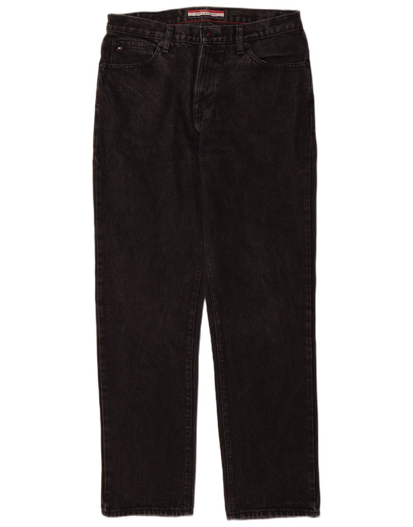 Tommy Hilfiger Herren Straight Jeans W32 L32 Schwarze Baumwolle
