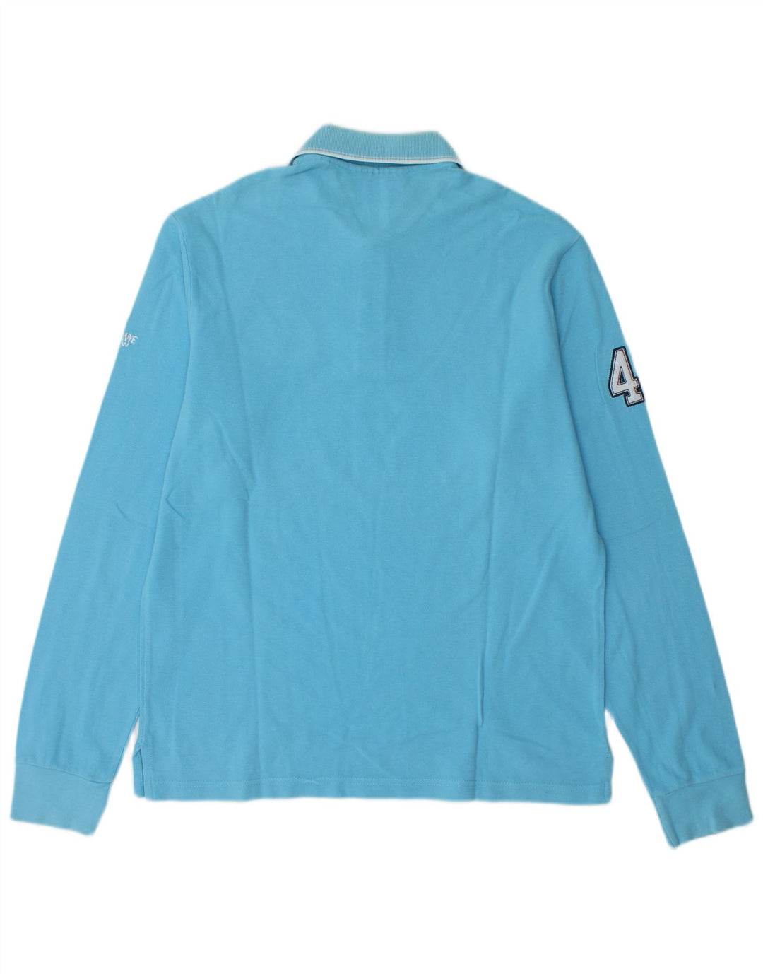 MURPHY & NYE Herren-Poloshirt mit Grafik, langärmelig, groß, aus blauer Baumwolle