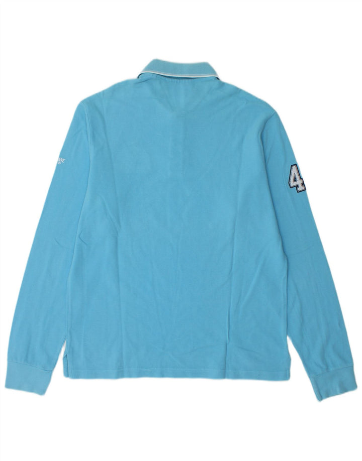 MURPHY & NYE Herren-Poloshirt mit Grafik, langärmelig, groß, aus blauer Baumwolle