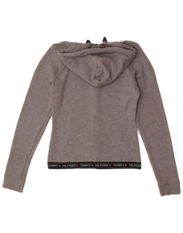 Tommy Hilfiger Damen-Kapuzenpullover mit Reißverschluss, Gr. 10, klein, Grau, Farbblock