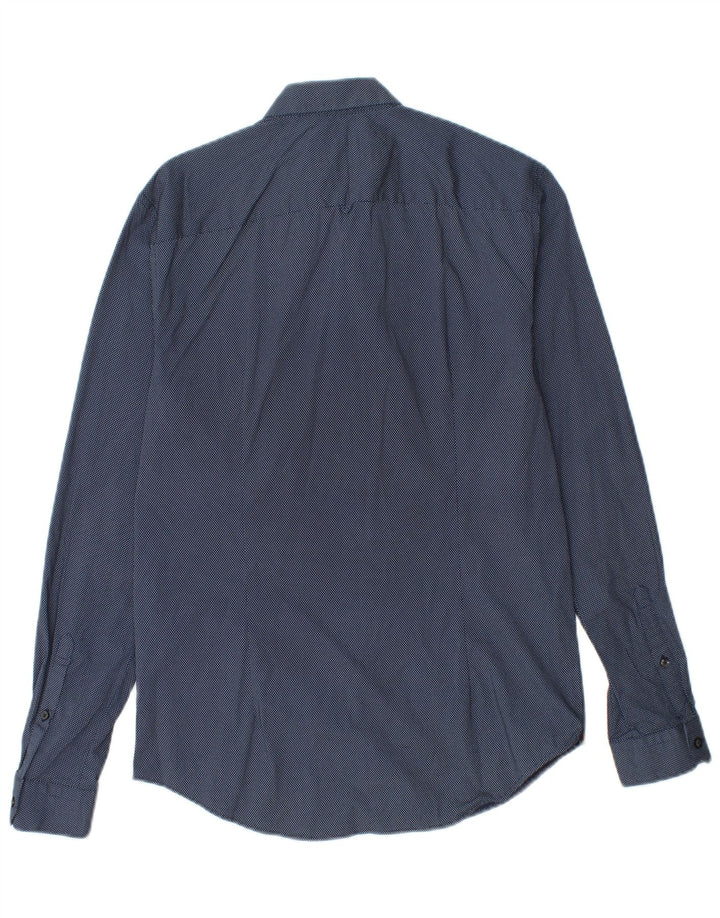 SUPERDRY Slim-Fit-Hemd für Herren, Größe S, marineblau gepunktete Baumwolle