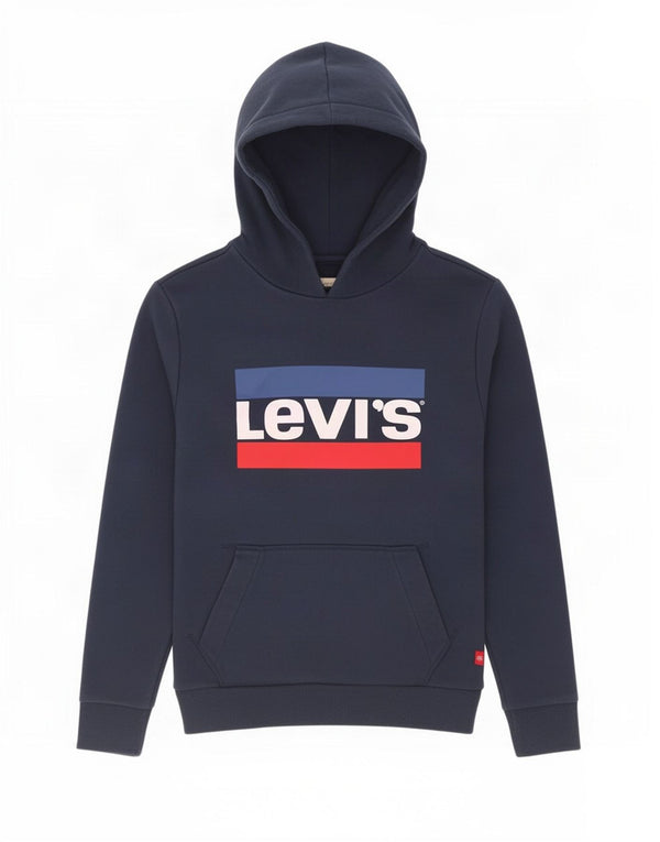 Levi's Jungen-Pullover mit grafischem Kapuzenpullover, 13–14 Jahre, marineblaue Farbblock-Baumwolle