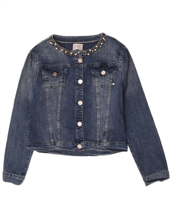 Vintage Damen Crop Jeansjacke UK 18 XL Blaue Baumwolle