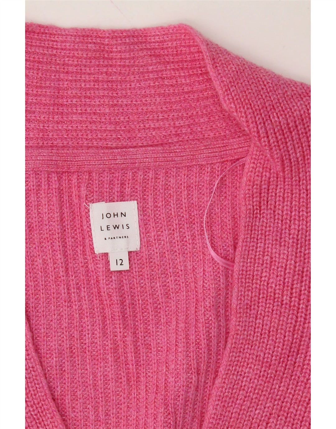 JOHN LEWIS Womens V-Neck Jumper Sweater UK 12 Medium Pink Nylon Vintage John Lewis and Second-Hand John Lewis from Messina Hembry 