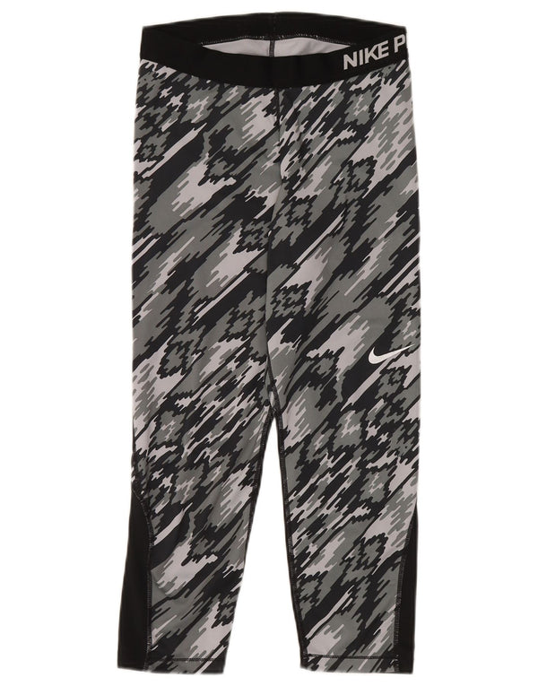Nike Damen Dri Fit Leggings UK 12 Mittelgrau Camouflage Polyester Sport