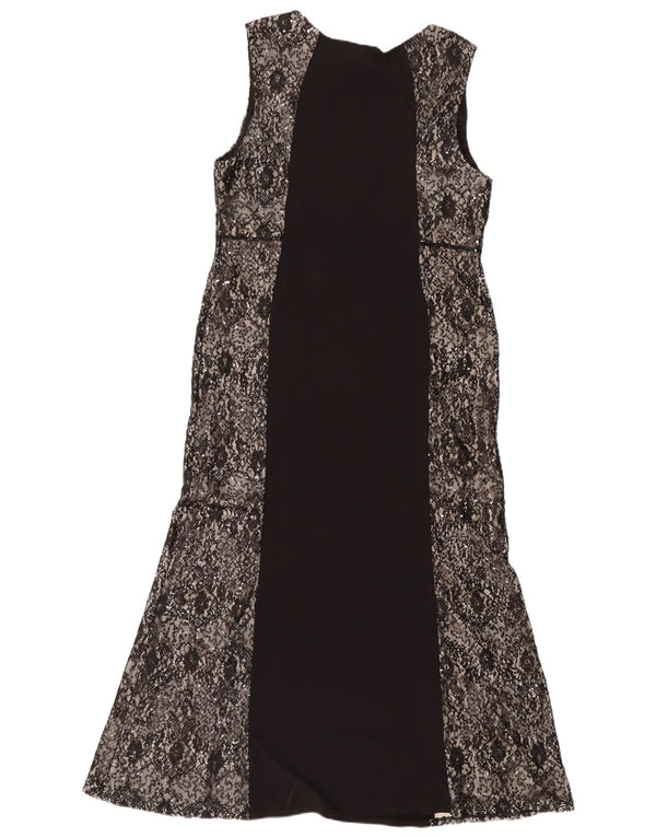 Wallis Womens Petite Ärmelloses Spitzen-Maxikleid UK 18 XL Schwarz geblümt