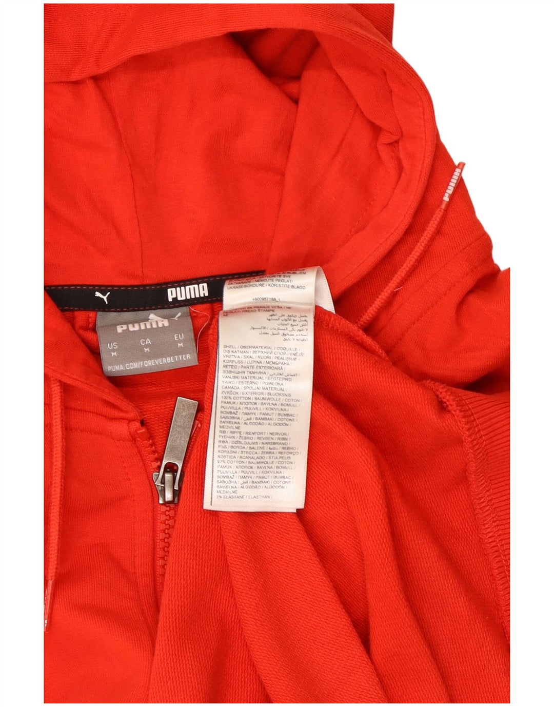 Puma Herren-Kapuzenpullover mit Reißverschluss, mittelrote Baumwolle