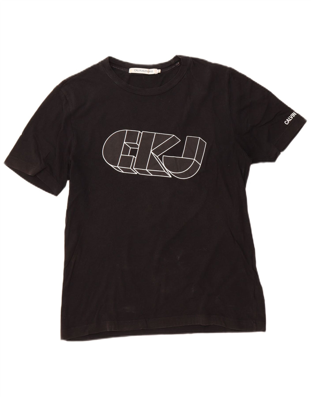 CALVIN KLEIN JEANS Herren Grafik T-Shirt Top Small Schwarz Baumwolle
