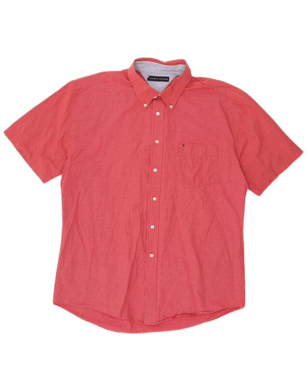 Tommy Hilfiger Herren-Kurzarmhemd XL aus roter Gingham-Baumwolle