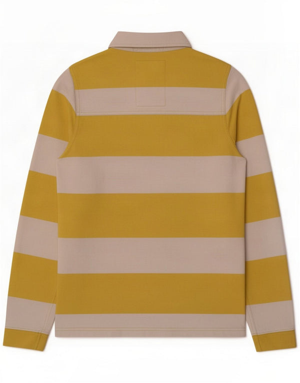 Fat Face Rugby-Poloshirt für Damen, langärmelig, UK 10, klein, gelb gestreift
