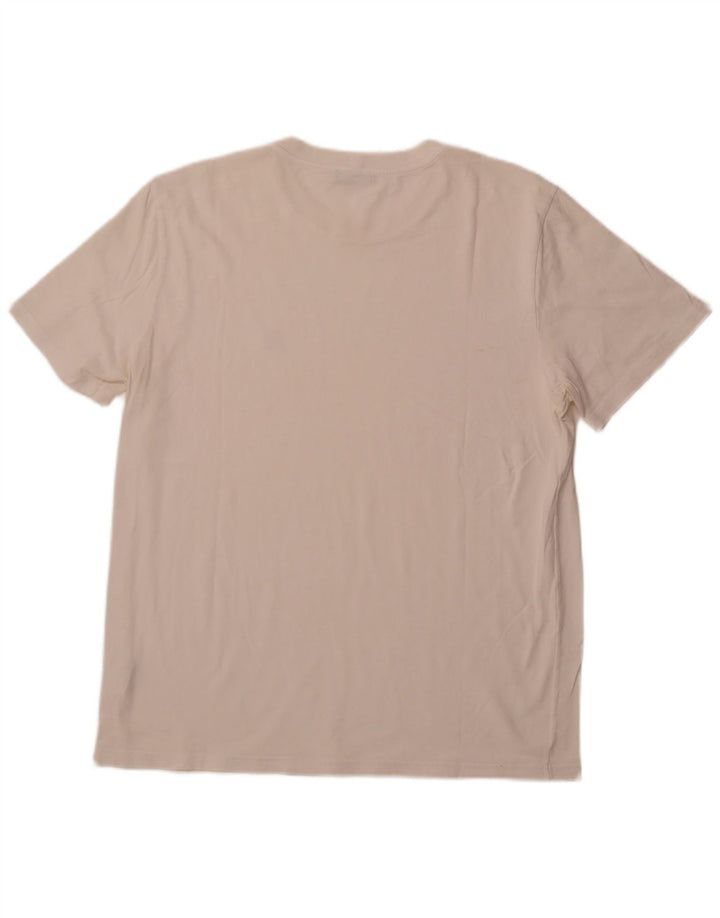 BENETTON Herren T-Shirt Top Large Weiß Baumwolle