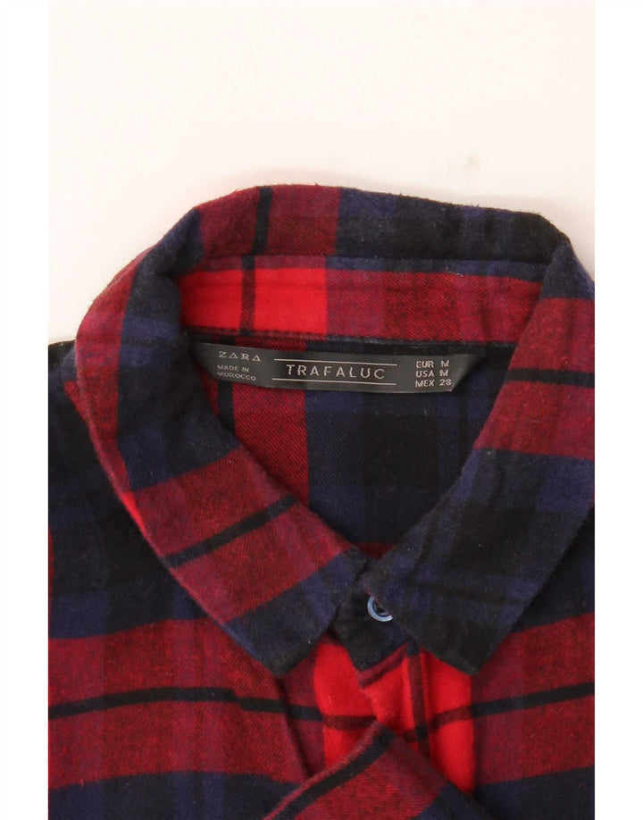 Zara Damen Flanellhemd UK 14 Mittelrot kariert