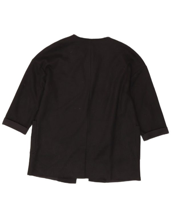 ZARA Womens Oversized 3/4 Sleeve Open Blazer Jacket UK 10 Small Black
