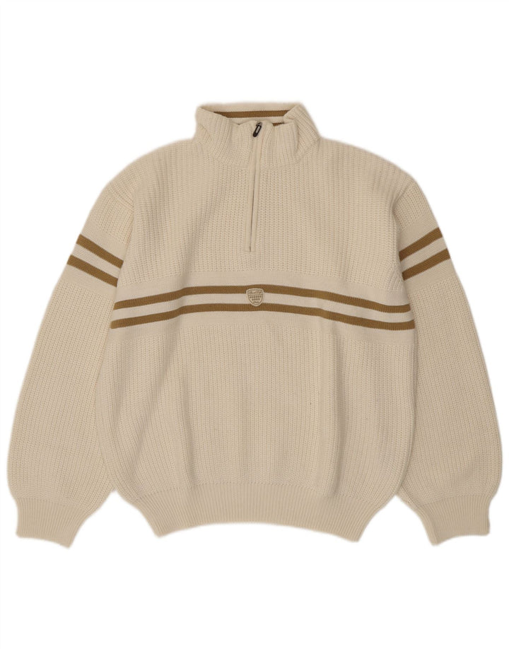 Fila Herren-Pullover mit Reißverschluss, IT 54 XL, weiß gestreifte Wolle