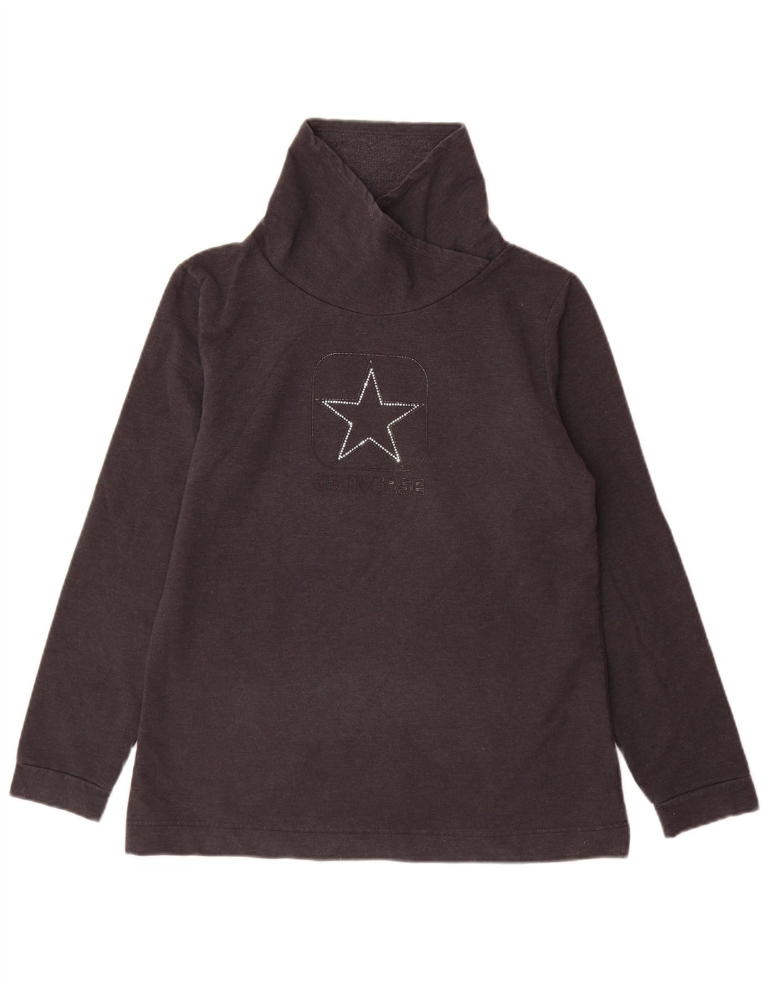 Converse Damen Grafik-Sweatshirt-Pullover UK 14 Große graue Baumwolle