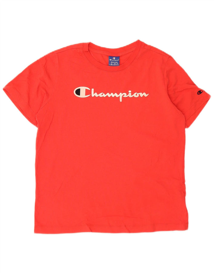 Champion Womens Graphic T-Shirt Top UK 14 Mittelrote Baumwolle