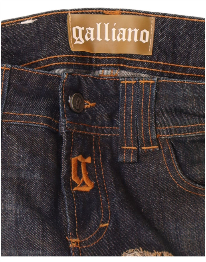 Galliano Damen Slim Jeans W27 L36 Marineblau Baumwolle Designer