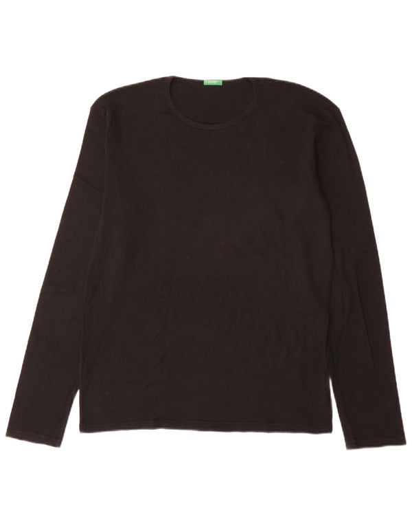 Benetton Damen-Langarm-T-Shirt mit normaler Passform, Gr. 42, Größe L, Schwarz