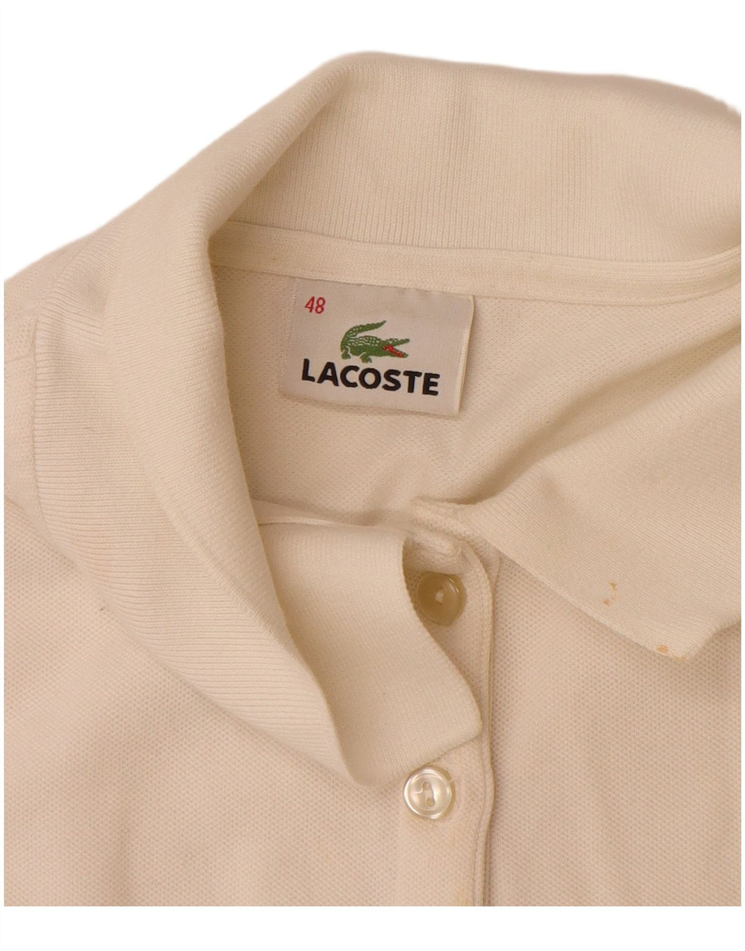 Lacoste Damen Poloshirt Größe 48 XL aus weißer Baumwolle