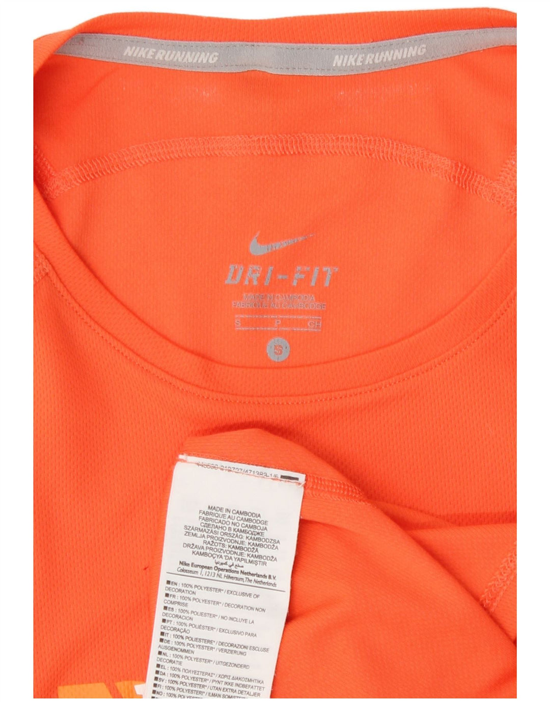Nike Damen Dri Fit Graphic T-Shirt Top UK 10 Small Orange Polyester