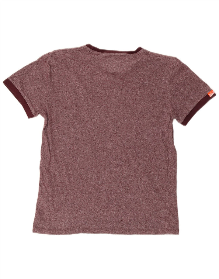 SUPERDRY Herren-T-Shirt-Oberteil, klein, kastanienbraun gesprenkelte Baumwolle