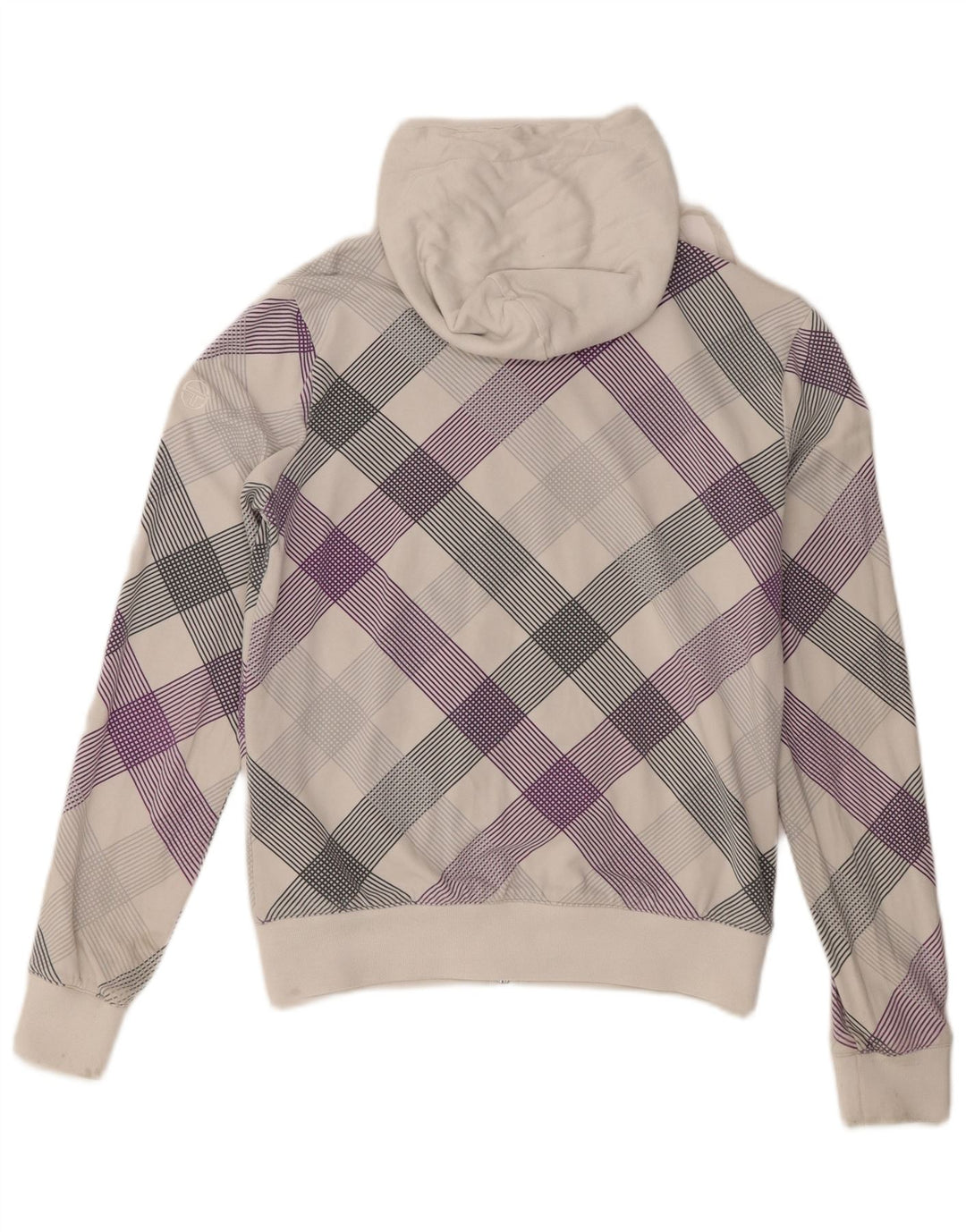 Sergio Tacchini Damen Kapuzenpullover UK 8 Small Weiß Kariert