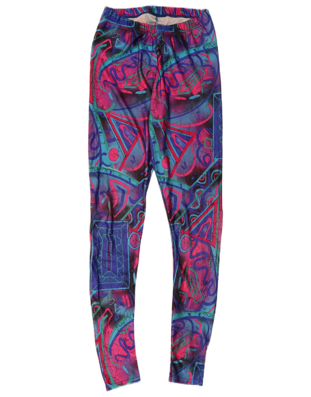 VINTAGE Damen Leggings UK 6 XS Mehrfarbig Geometrisch