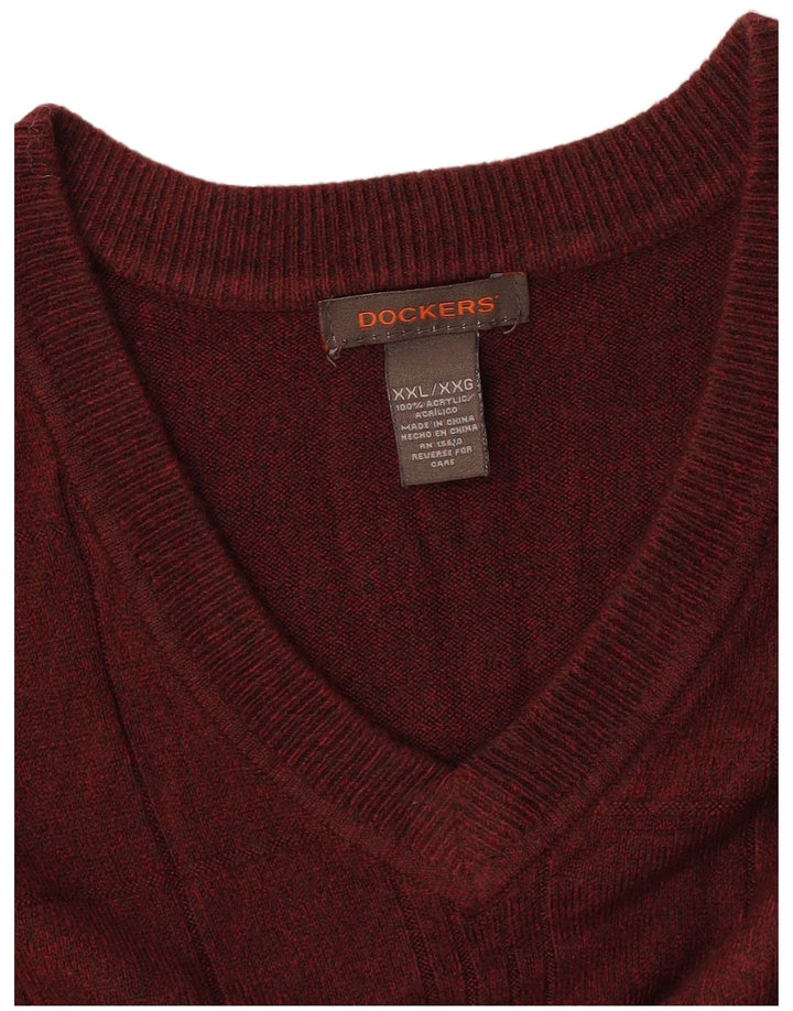 DOCKERS Herren Weste Tank Top 2XL Burgund Karo Acryl