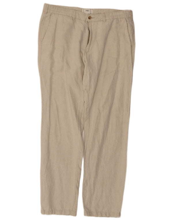Gerade Chino-Hose für Herren von Marks & Spencer, W36 L30, cremefarbene Baumwolle